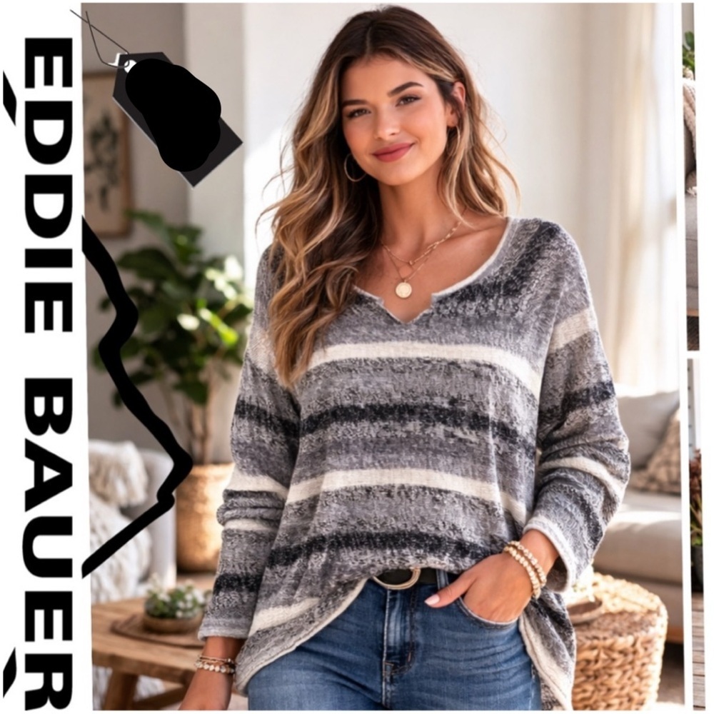 Eddie Bauer Long sleeve cotton striped sweater